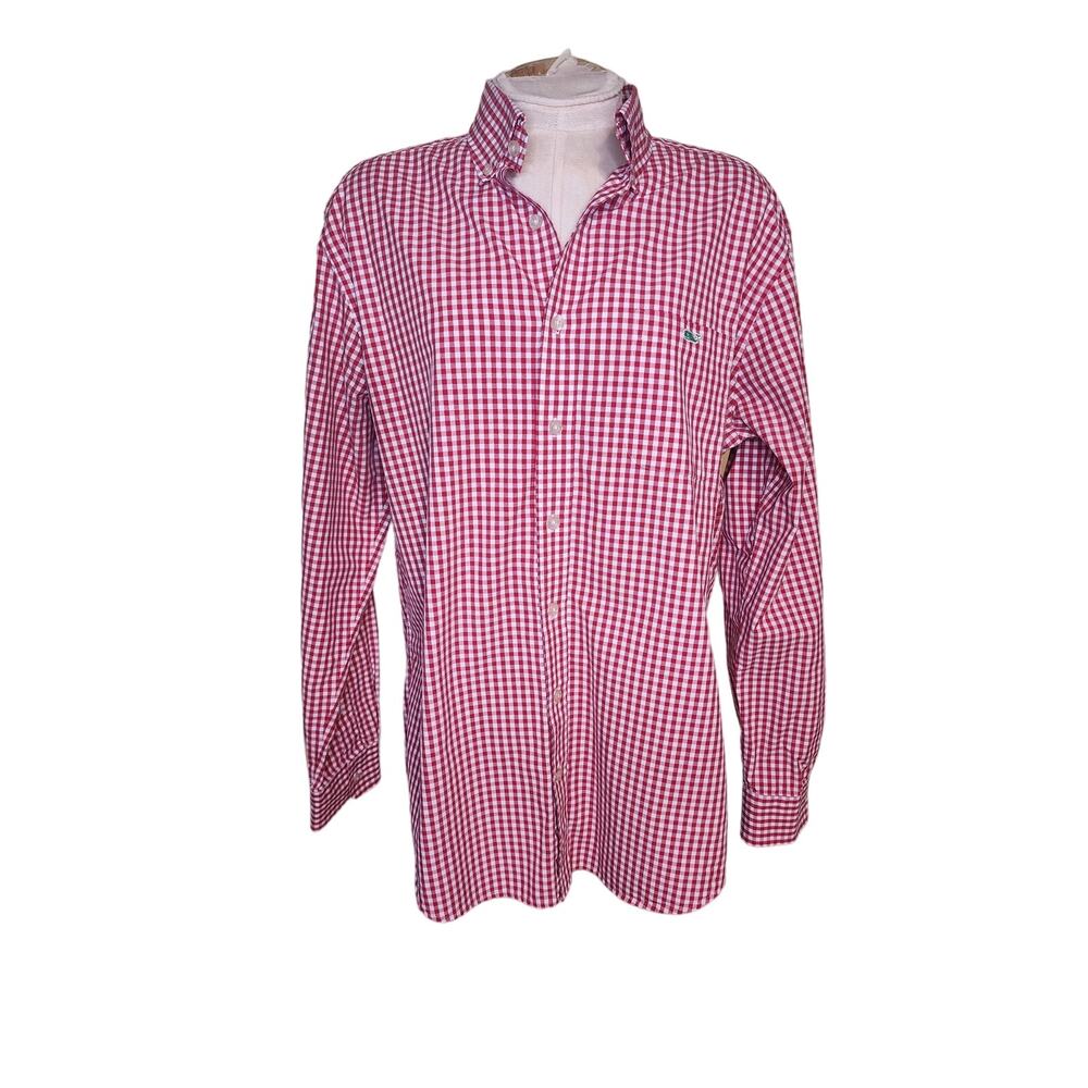 Vineyard Vines Classic Fit Tucker Shirt Red Gingham Check EUC Oxford Whale L